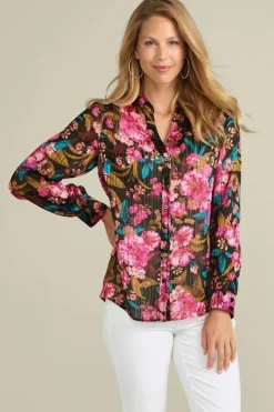Soft Surroundings Tops|Josie Shimmer Shirt SolsticeFloral
