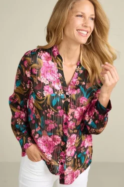 Soft Surroundings Tops|Josie Shimmer Shirt SolsticeFloral