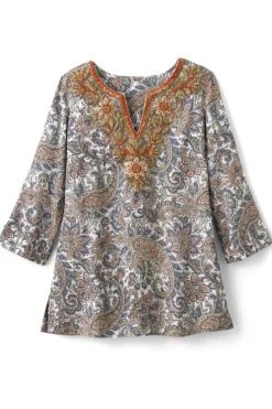 Soft Surroundings Tops|Tunics & Leggings|Kaimana Embellished Tunic SpringPaisley