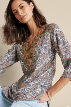 Soft Surroundings Tops|Tunics & Leggings|Kaimana Embellished Tunic SpringPaisley