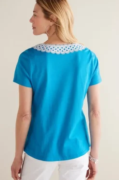 Soft Surroundings Tops|Kaitlyn Embellished Knit Tee SwedishBlue