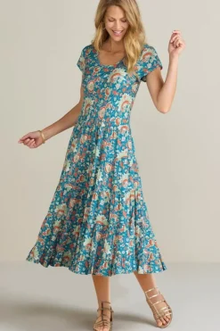 Soft Surroundings Dresses|Kara Dress FieryTealJacobean