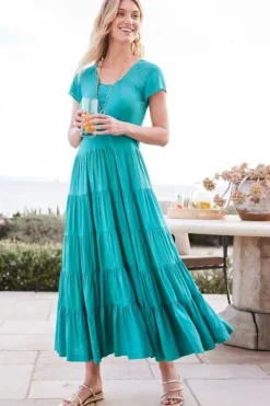 Soft Surroundings Dresses|Kara Dress FieryTealJacobean
