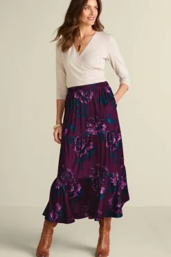 Soft Surroundings Skirts|Kara Velvet Skirt BordeauxBloom