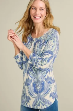 Soft Surroundings Tops|Sweaters & Cardigans|Kasey Tunic Sweater GlobalScarfBlueSimplif
