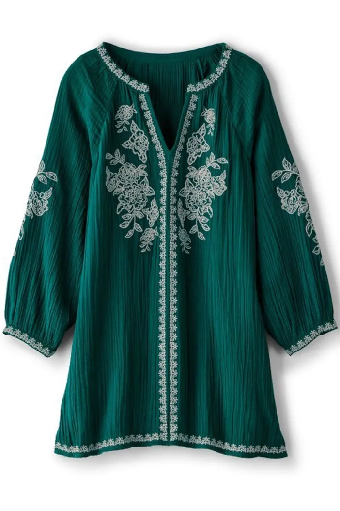 Soft Surroundings Tops|Tunics & Leggings|Katie Gauze Tunic TealGreen