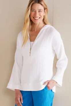 Soft Surroundings Tops|Kemia Gauze Hoodie