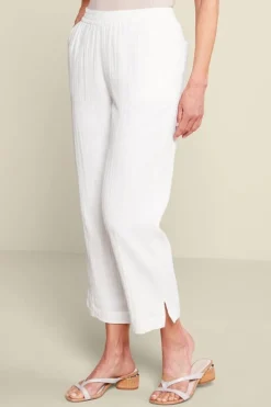 Soft Surroundings Pants|Khulani Straight Leg Gauze Crop Pants Navy