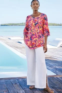 Soft Surroundings Pants|Khulani Wide Leg Gauze Pants