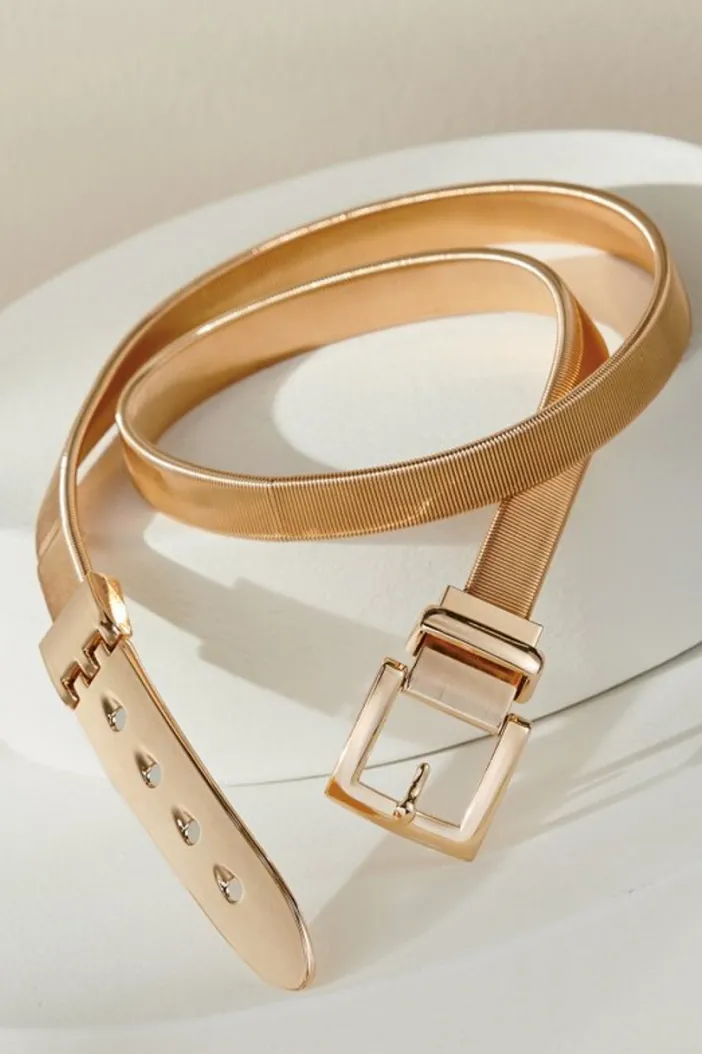 Soft Surroundings Belts|Kim Stretch Chain Belt Gold
