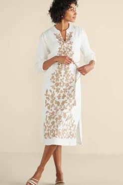 Soft Surroundings Dresses|Kimora Embroidered Midi Dress IvoryPearl