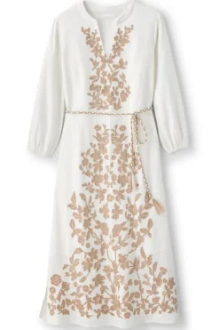 Soft Surroundings Dresses|Kimora Embroidered Midi Dress IvoryPearl