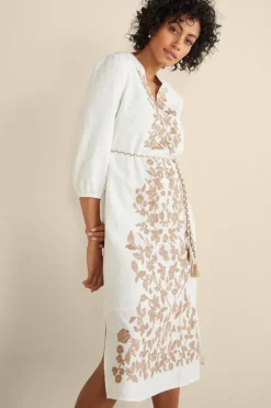 Soft Surroundings Dresses|Kimora Embroidered Midi Dress IvoryPearl