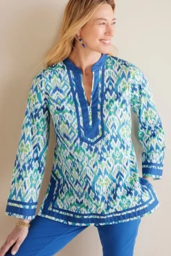 Soft Surroundings Tops|Kirti Ikat Tunic Green/TealIkat