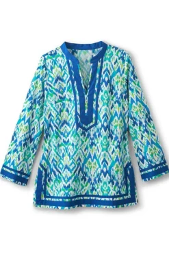 Soft Surroundings Tops|Kirti Ikat Tunic Green/TealIkat