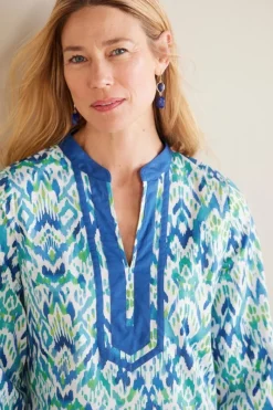 Soft Surroundings Tops|Kirti Ikat Tunic Green/TealIkat
