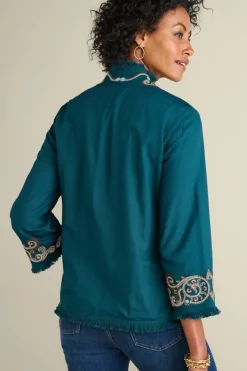 Soft Surroundings Jackets & Coats|Kiruna Embroidered Jacket Teal
