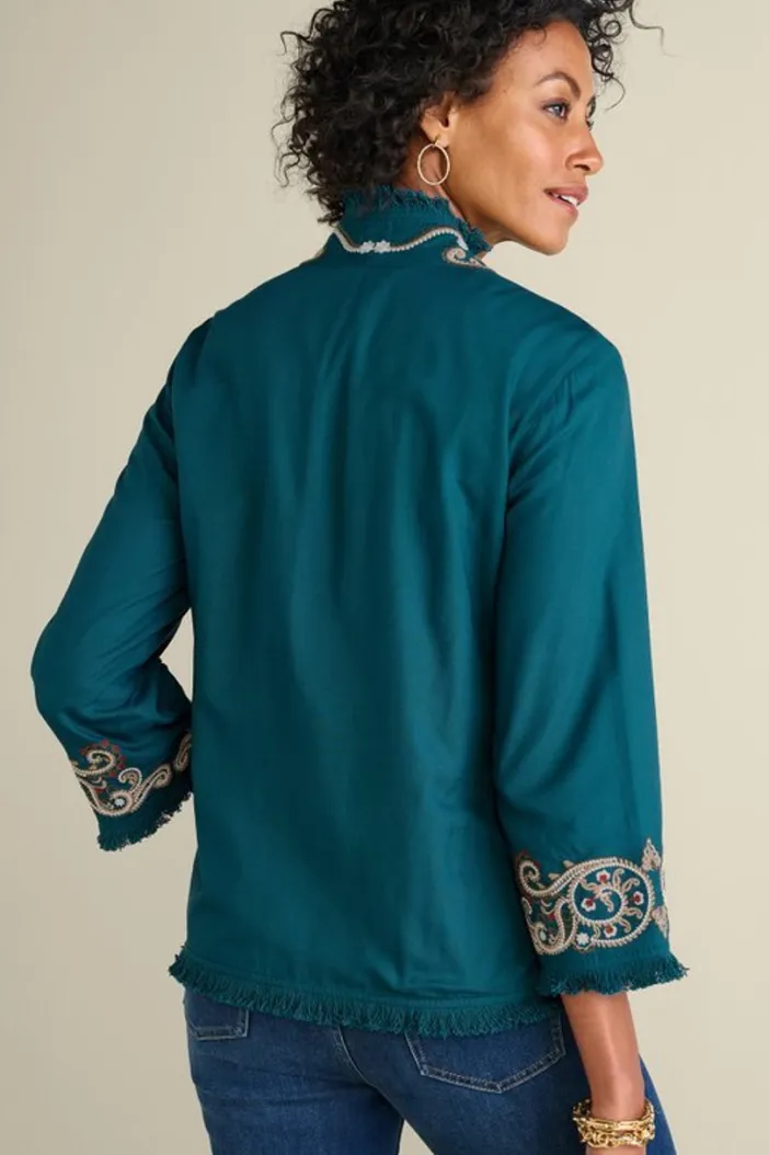 Soft Surroundings Jackets & Coats|Kiruna Embroidered Jacket Teal