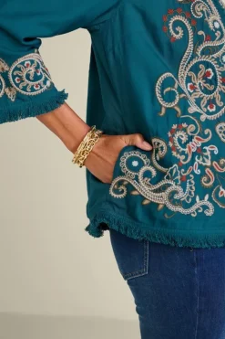 Soft Surroundings Jackets & Coats|Kiruna Embroidered Jacket Teal