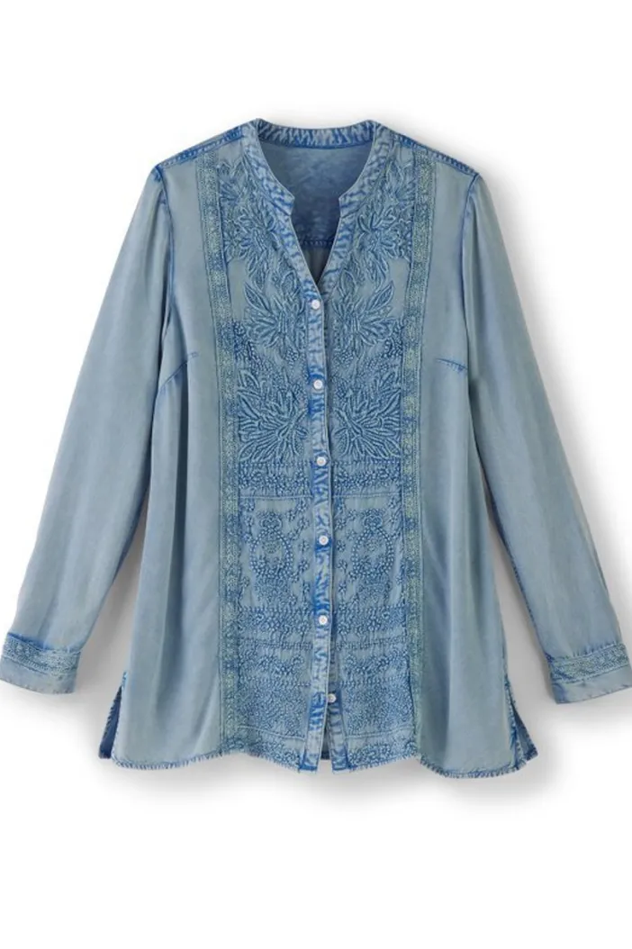 Soft Surroundings Tops|Las Olas Shirt LightBlue