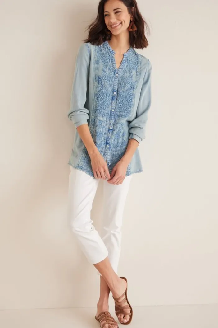 Soft Surroundings Tops|Las Olas Shirt LightBlue