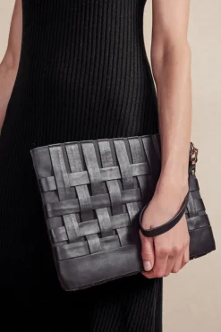 Soft Surroundings Handbags|Leather Strap In Clutch Black