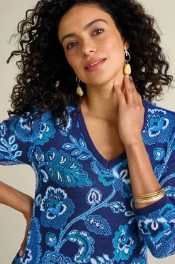 Soft Surroundings Tops|Sweaters & Cardigans|Leonor Jacquard Tunic Sweater FallGardenBlue