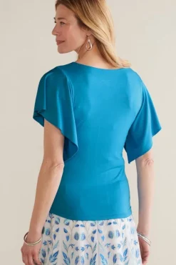 Soft Surroundings Tops|Leya Ruched Top SwedishBlue
