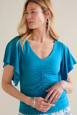 Soft Surroundings Tops|Leya Ruched Top SwedishBlue