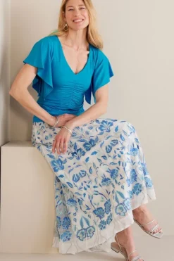 Soft Surroundings Tops|Leya Ruched Top SwedishBlue