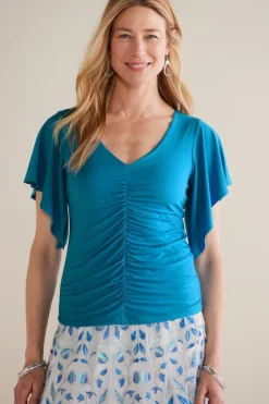 Soft Surroundings Tops|Leya Ruched Top SwedishBlue