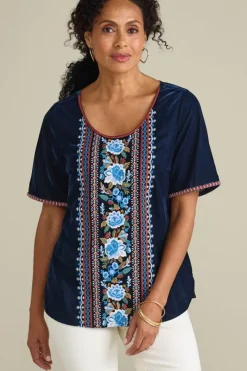 Soft Surroundings Tops|Lilian Velvet Top MedievalBlue