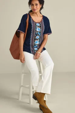 Soft Surroundings Tops|Lilian Velvet Top MedievalBlue