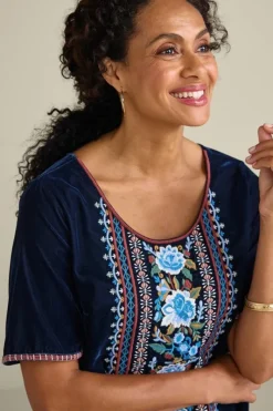 Soft Surroundings Tops|Lilian Velvet Top MedievalBlue