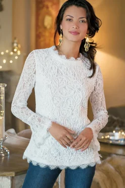 Soft Surroundings Tops|Lilith Lace Top White