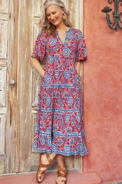 Soft Surroundings Dresses|Lilith Midi Dress CyntheraFloral/Border