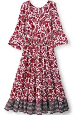 Soft Surroundings Dresses|Lily Midi Dress MaroonSketchedBotanical
