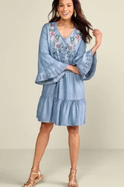 Soft Surroundings Dresses|Lina Short Dress LightChambray