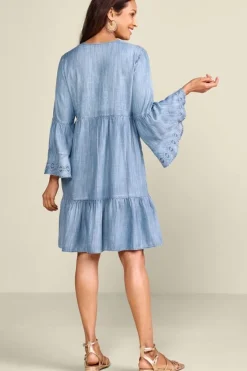 Soft Surroundings Dresses|Lina Short Dress LightChambray