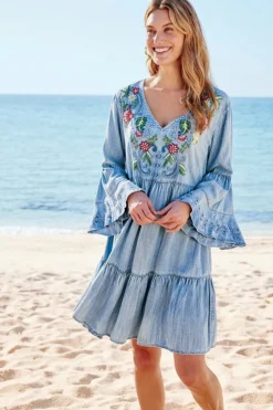 Soft Surroundings Dresses|Lina Short Dress LightChambray