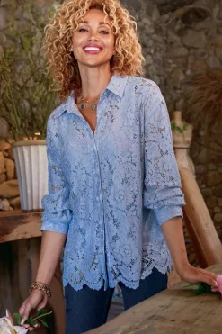 Soft Surroundings Tops|Lisa Lace Button Front