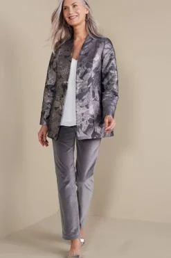 Soft Surroundings Jackets & Coats|Lismore Jacquard Jacket GrayTapestry