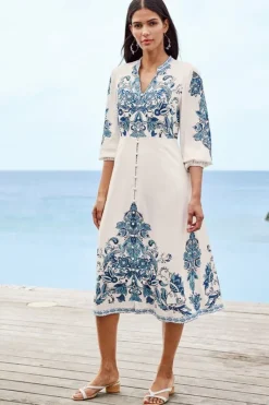 Soft Surroundings Dresses|Louise Midi Dress PerissaScarf
