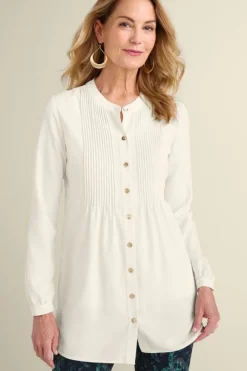 Soft Surroundings Tops|Makara Button Tunic IvoryPearl