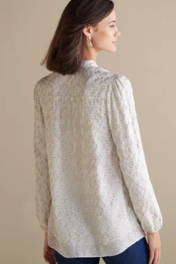 Soft Surroundings Tops|Mila Metallic Blouse IvoryPearl