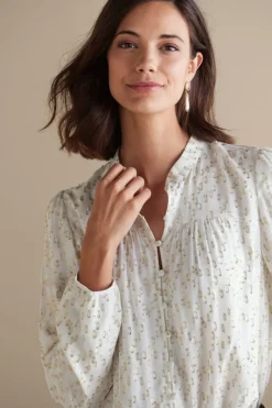 Soft Surroundings Tops|Mila Metallic Blouse IvoryPearl