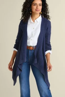 Soft Surroundings Tops|Sweaters & Cardigans|Minah Cable Knit Cardigan DenimBlue