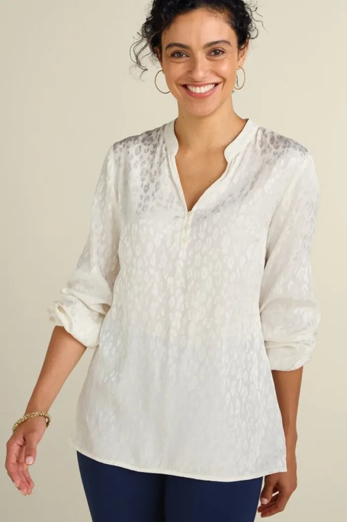Soft Surroundings Tops|Mirasol Jacquard Tunic IvoryPearl