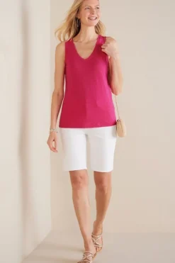 Soft Surroundings Tops|Mistral Supima Slub Tank PinkPeacock