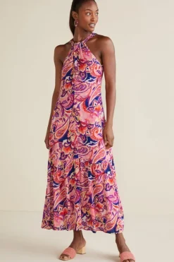 Soft Surroundings Dresses|Nalani Gauze Maxi Dress IslandSunPaisleyCoral